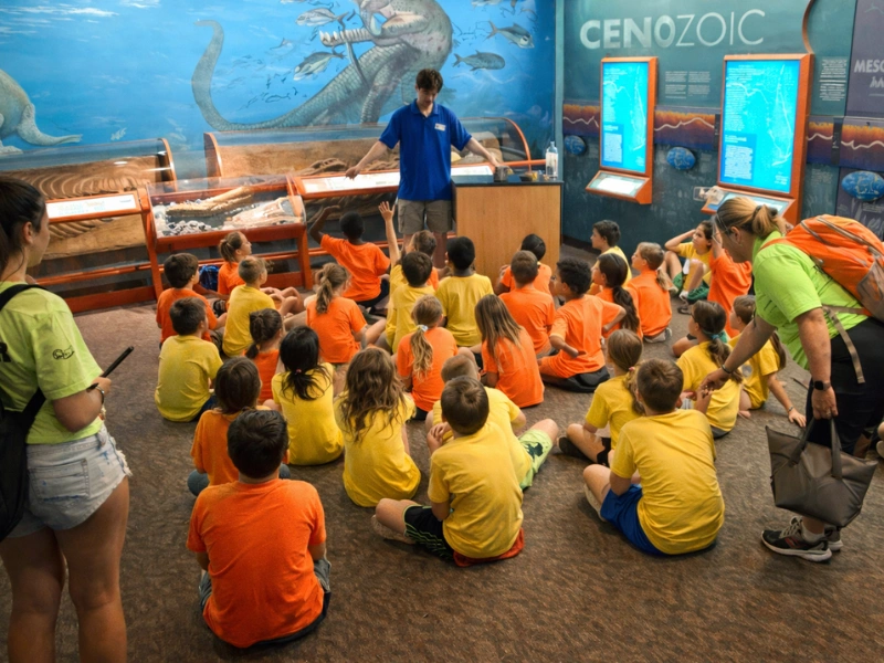 Students observing stalactites and stalagmites inside limestone caves on Margaret River school excursions
