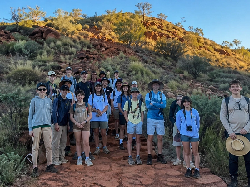 Students learning remote education systems at School of the Air during an Alice Springs school trip